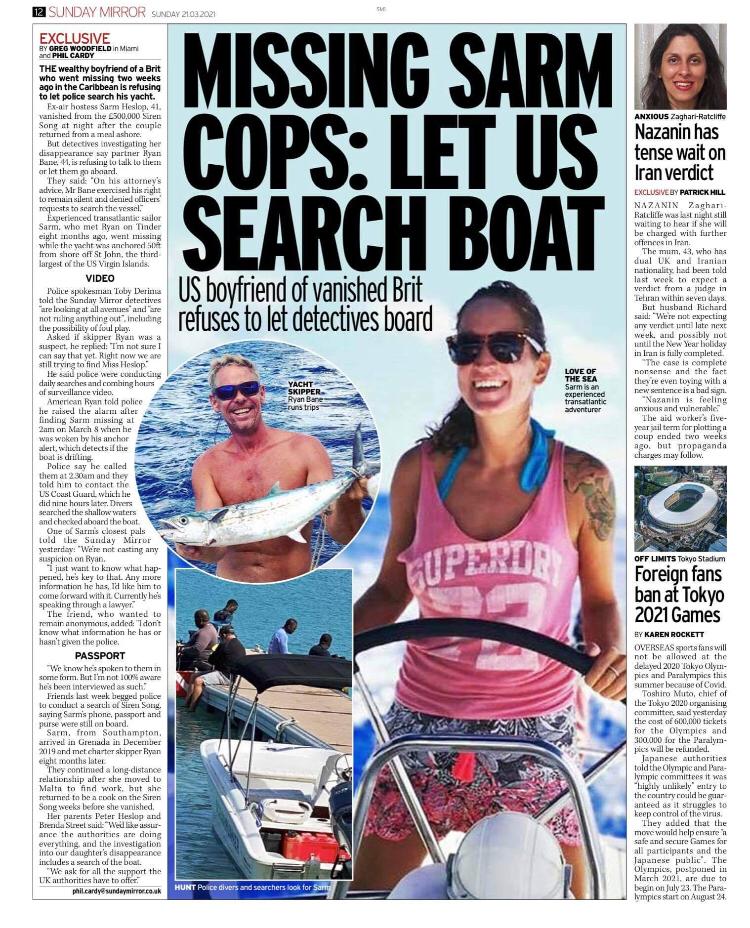 Mirror Missing Sarm Cops Let Us Search Boat